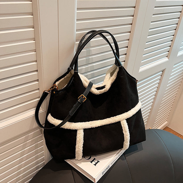 Lot de 2 sacs à main en daim de grande capacité pour femme en peluche pour l'hiver