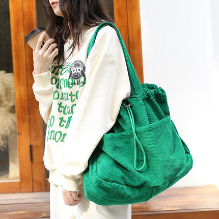 Sac à bandoulière multi-poches tendance en velours côtelé pour femme