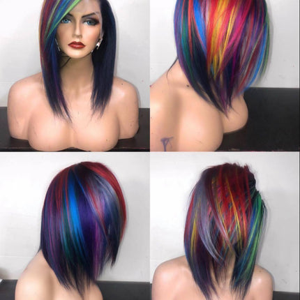 Perruque de cosplay de couleurs mélangées