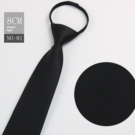 Black Men's Striped Blue Business Lazy Zip Tie