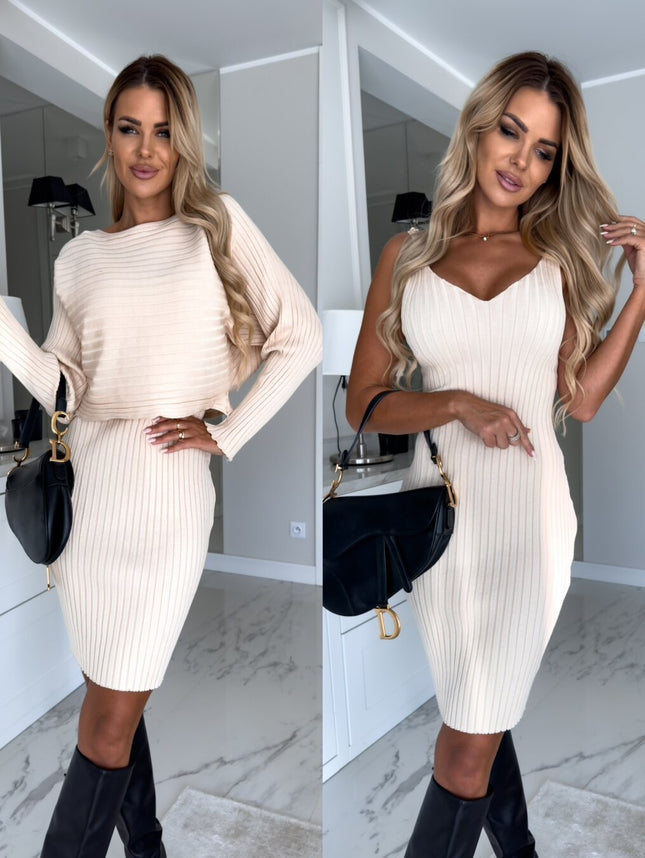 Women’s Solid Stripe Long-Sleeved Top and Tights