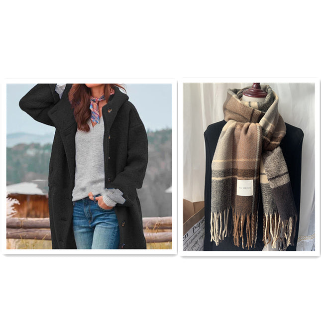 Thickened Tweed Medium-length Trench Coat