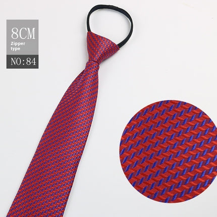 Black Men's Striped Blue Business Lazy Zip Tie