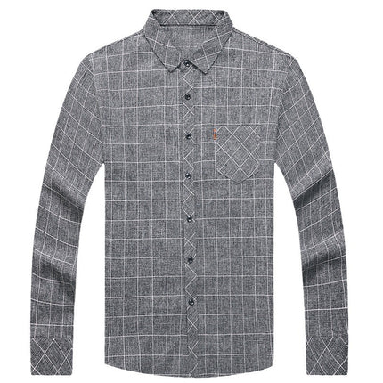 Linen-Style Plaid Shirt for Men