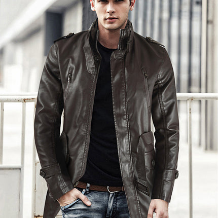 Men's Fleece-Lined Leather Coat