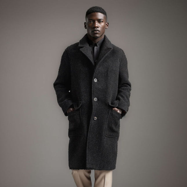 Men's British Solid Color Wool Coat