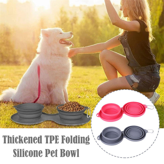 Collapsible Dog Double Food Bowls