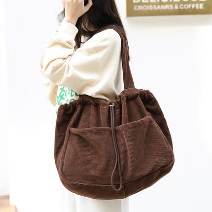 Sac à bandoulière multi-poches tendance en velours côtelé pour femme