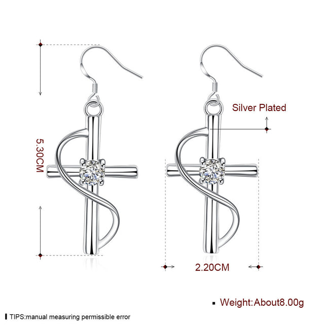 Boucles d'oreilles populaires en forme de croix allongée 