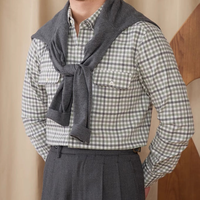Casual Workwear Checkered Long Sleeved Shirt