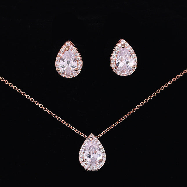 Water Drop Gemstone Necklace & Earrings Set