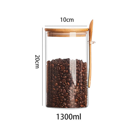 Wood Spoon Glass Storage Tank Set