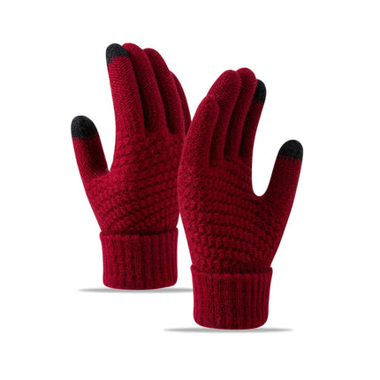 Gants de cyclisme tricotés chauds doublés en polaire, coupe-vent et protection contre le froid