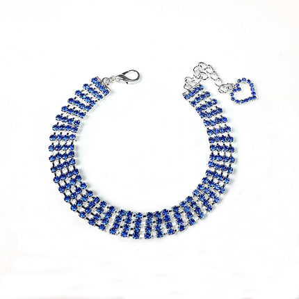 Collier pour animal de compagnie à quatre rangées de strass