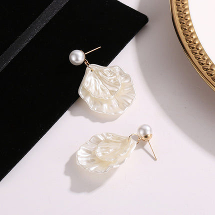 Boucles d'oreilles en coquillage et perles de style nouveau
