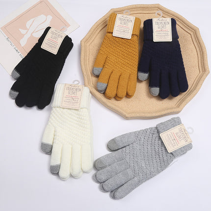Gants de cyclisme tricotés chauds doublés en polaire, coupe-vent et protection contre le froid