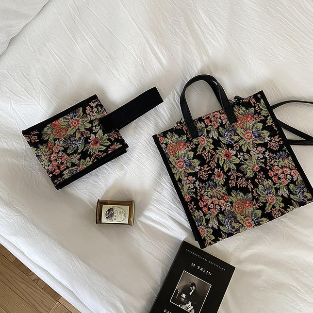 Sacs à bandoulière et à bandoulière en toile à imprimé floral et léopard