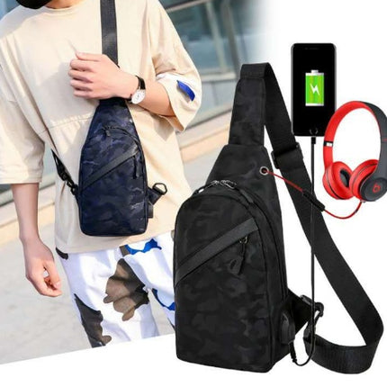 Sac à bandoulière camouflage pour homme avec trou pour écouteurs