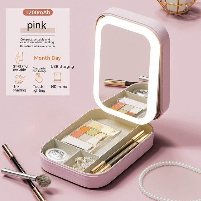 LED Light Makeup Storage Box with Mirror