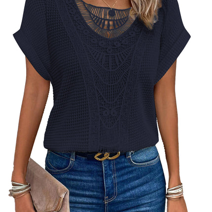 Summer Hollow Out Short-sleeved T-shirt