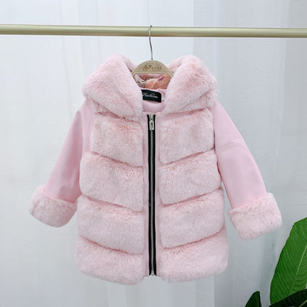 Rabbit Hooded Faux Fur Coat