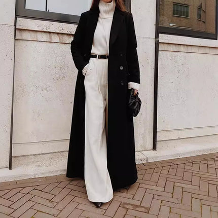 &nbsp;Leisure Long Pure Color Woolen Coat