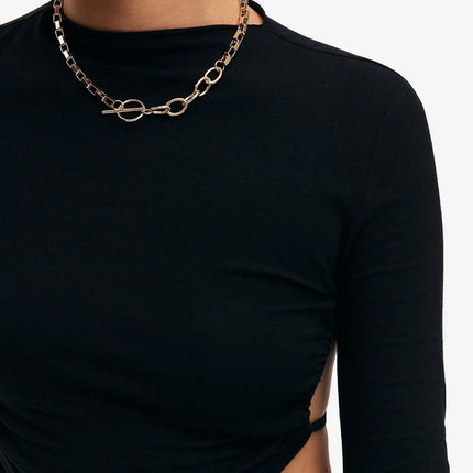 Crop Top Solid Tie Backless