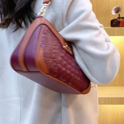 Sac à bandoulière en cuir PU à motif alligator pour femme