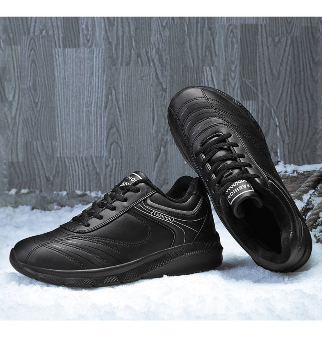 Men's Winter Leather Shoes, Waterproof, Warm, Non-Slip, Sizes 39-48