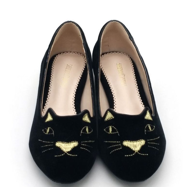 Charming Black Cat Ballet Flats for Women