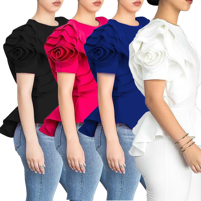 Summer Hot Style Ruffled Hem Short Sleeve