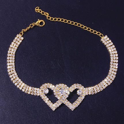 Bracelet de cheville double cœur personnalisé