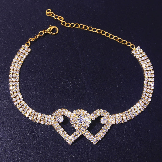 Bracelet de cheville double cœur personnalisé