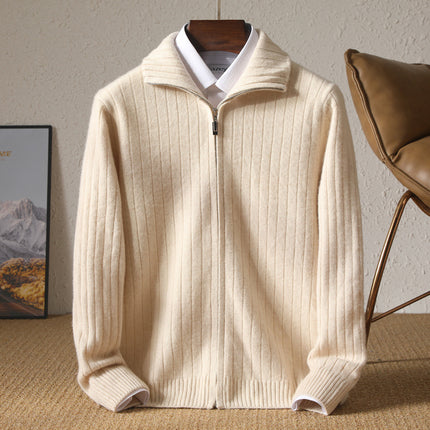Pull zippé en laine pour homme
