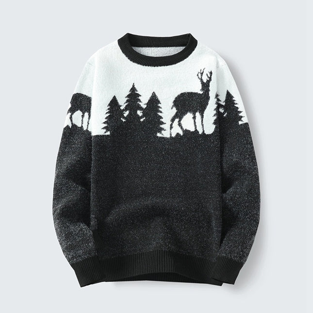 Men's Round Neck Jacquard Sweater